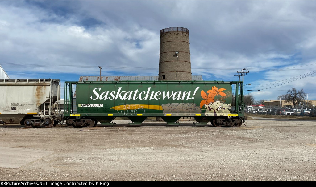 Great Western RR Grain Car still in Saskatchewan Grain Car paint at Comanche, TX